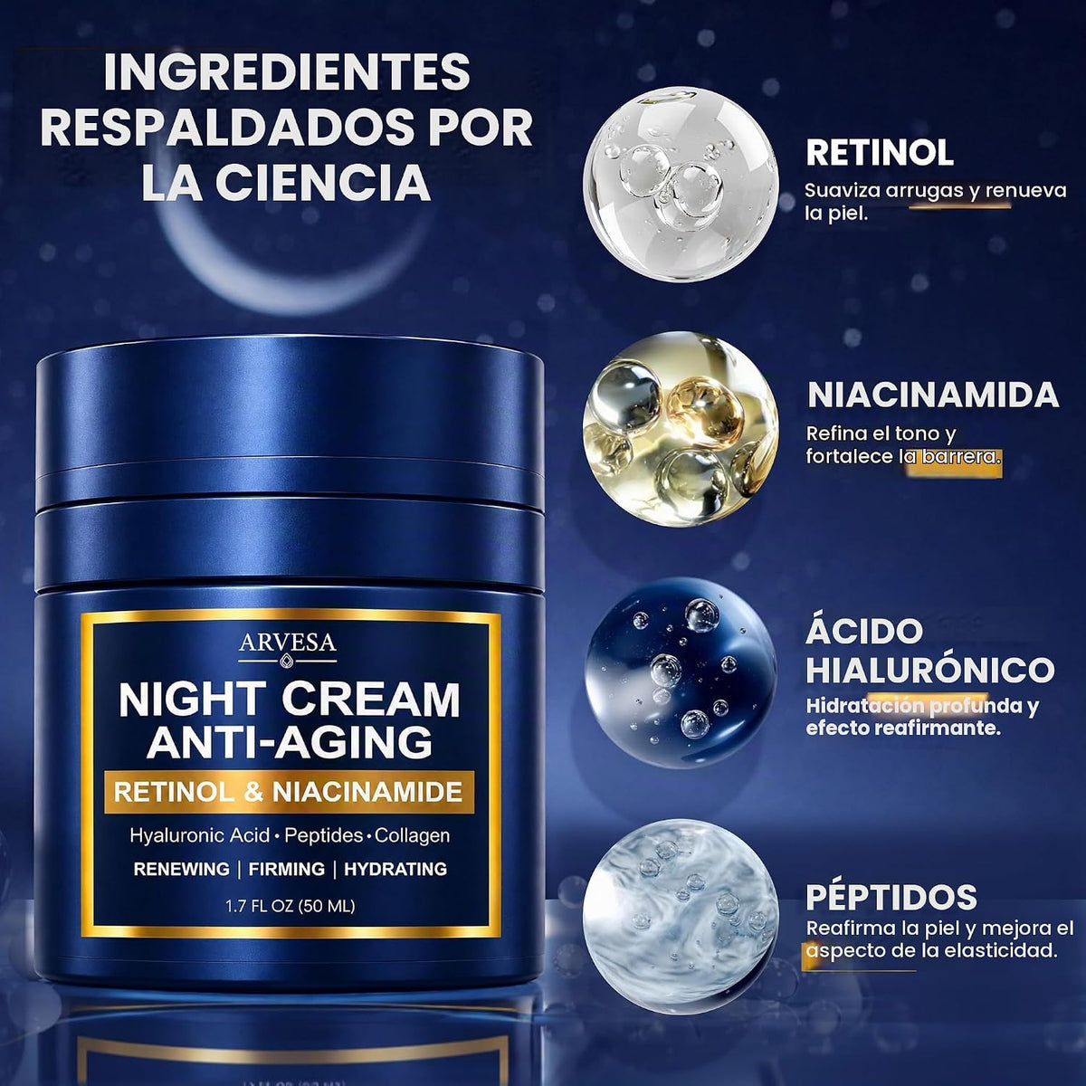 Crema de noche para mujeres antienvejecimiento - Hidratante nocturn...