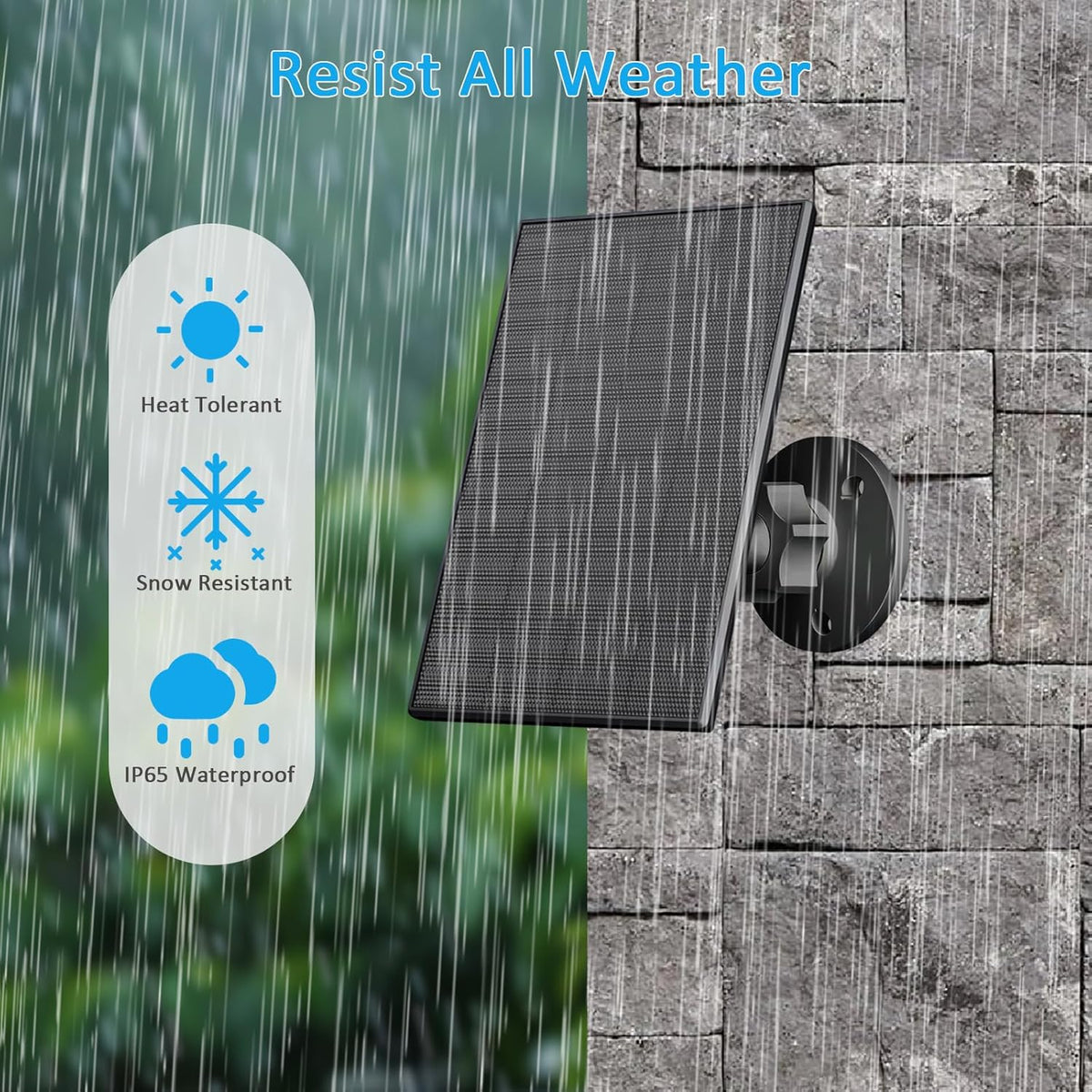 VUEBEE Panel solar de 2 W para cámaras de seguridad, USB-C\/Micro U...