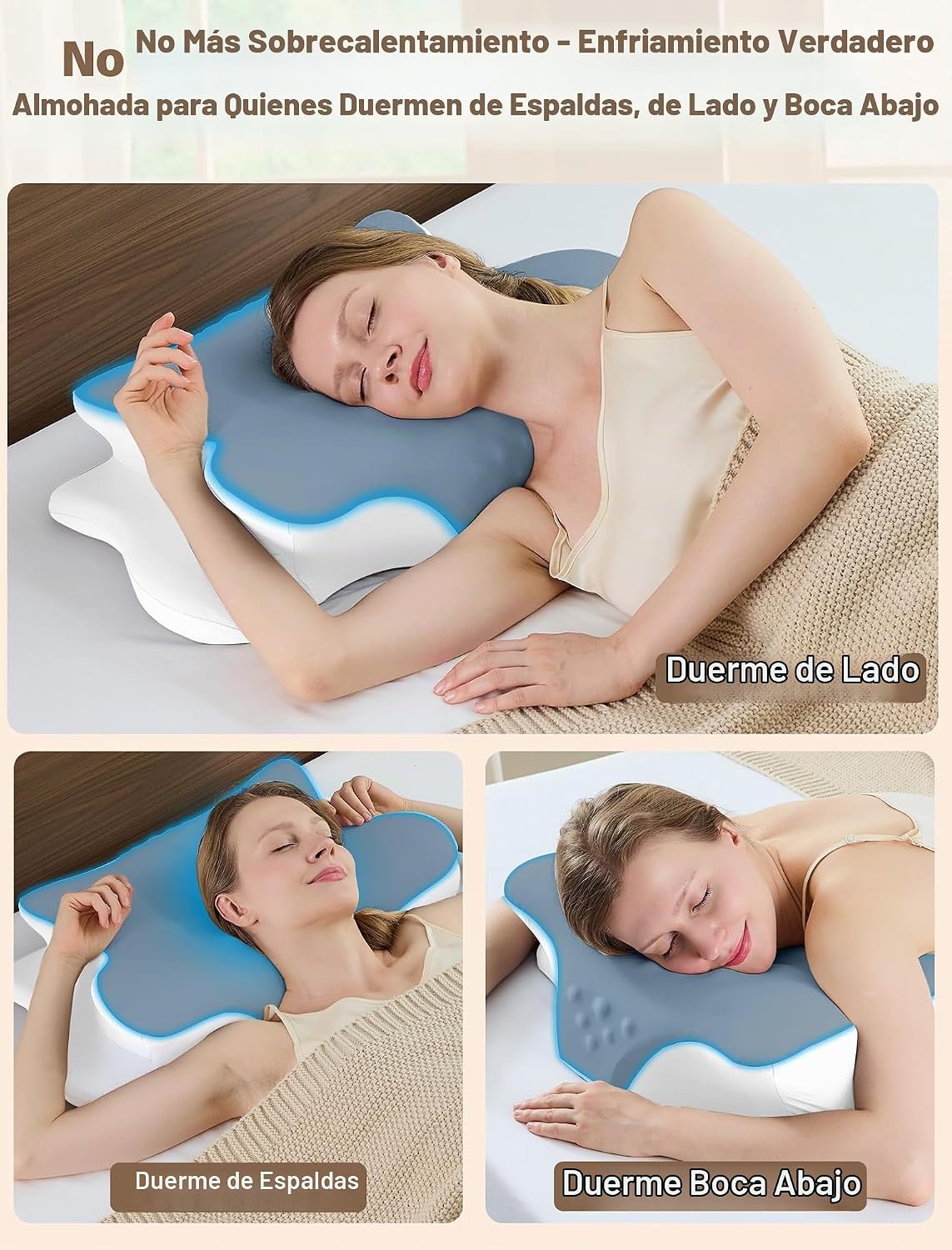 Almohada cervical para el cuello para aliviar el dolor, almohada er...