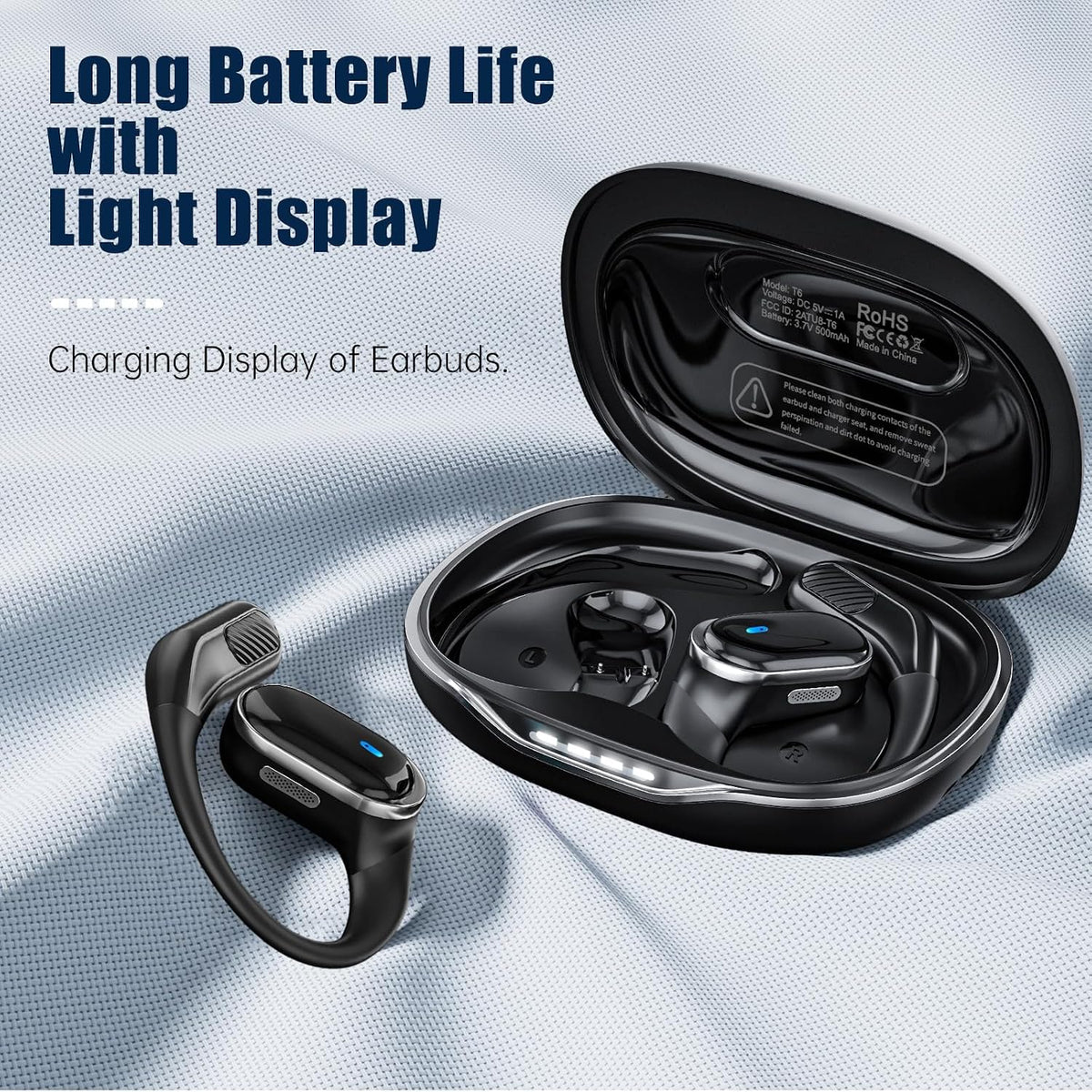 Auriculares inalámbricos de oreja abierta, auriculares Bluetooth, a...