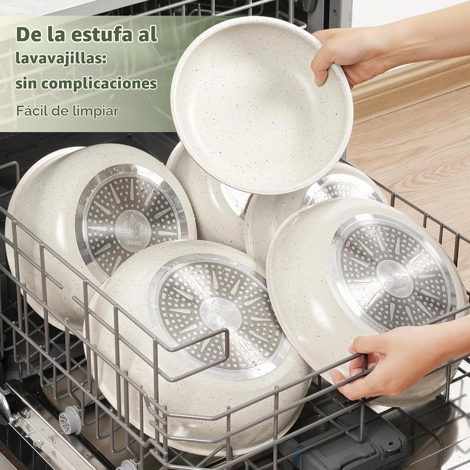 SODAY Juego de 18 Piezas de Ollas y Sartenes Antiadherentes, Juegos...