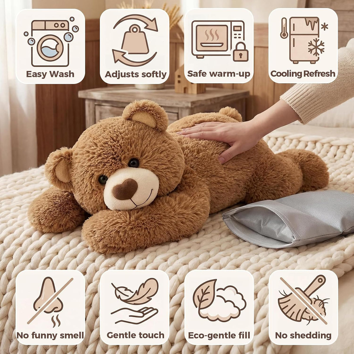 Mewaii Peluche de oso de peluche con peso, calentable, refrigerable...