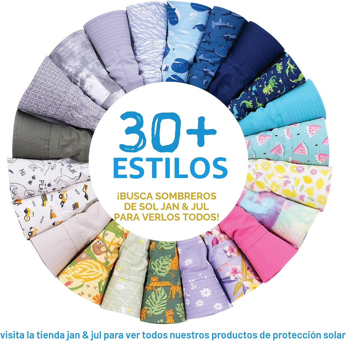 JAN & JUL Sombrero para el sol ajustable repelente al agua para niñas
