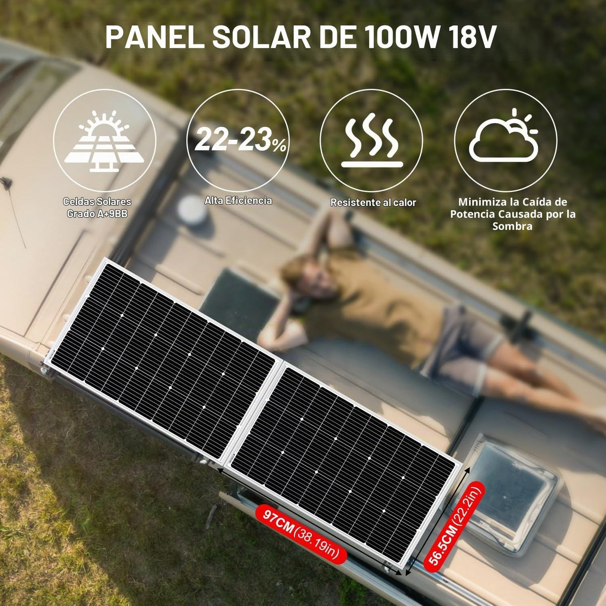 DOKIO - Kit de paneles solares de 200 W, 2 unidades de 100 W, sopor...