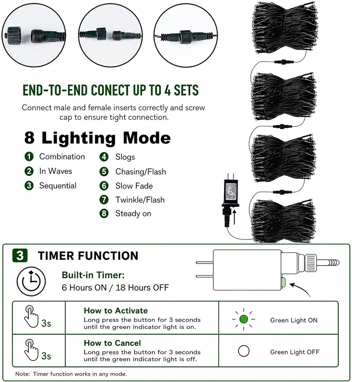 Dazzle Bright - Guirnalda de luces para Halloween, 300 LED, 100 pie...