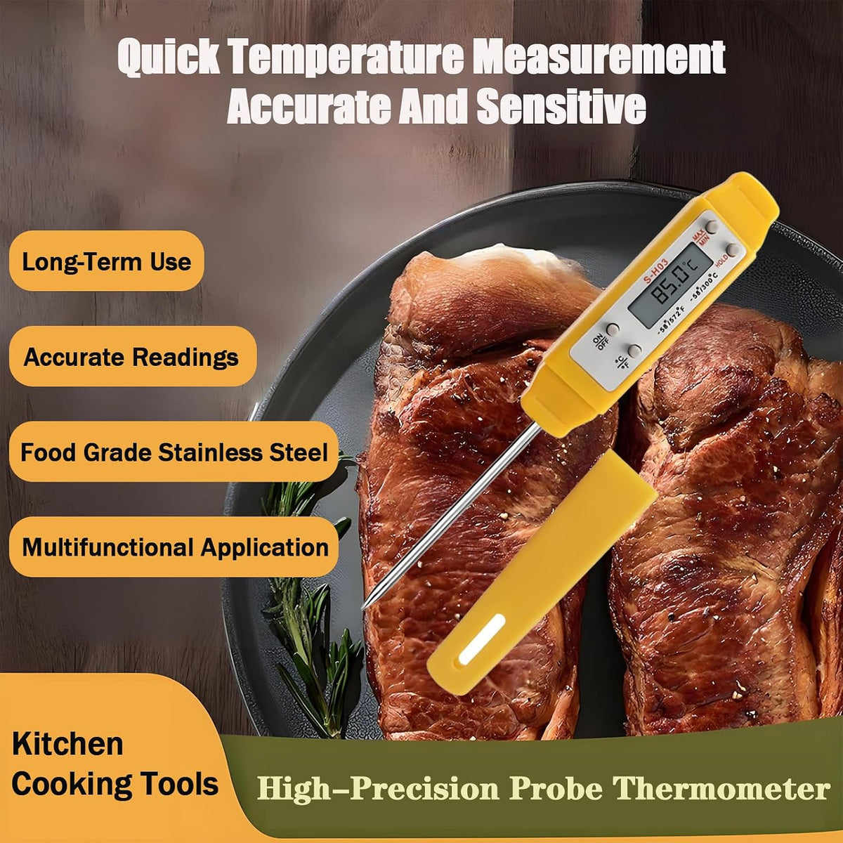 Ausenzup Termómetro para Carne - Termómetro Digital para Alimentos...