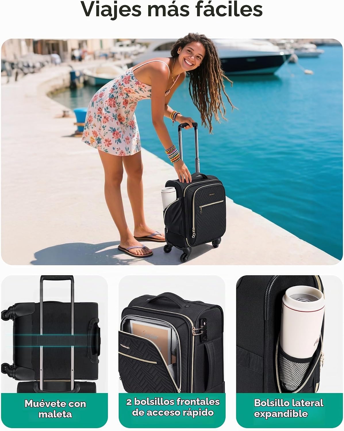 Bagsmart Equipaje de viaje Maleta de transporte, Equipaje debajo de...