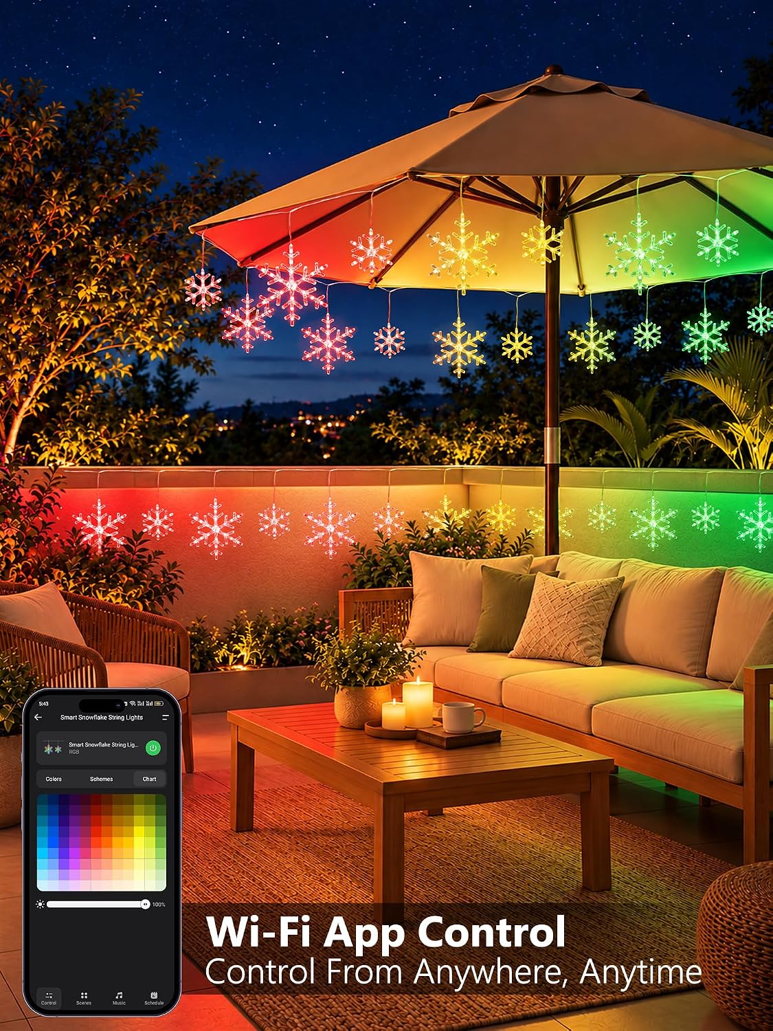 BrizLabs Luces de carámbano de copo de nieve inteligentes, luces de...