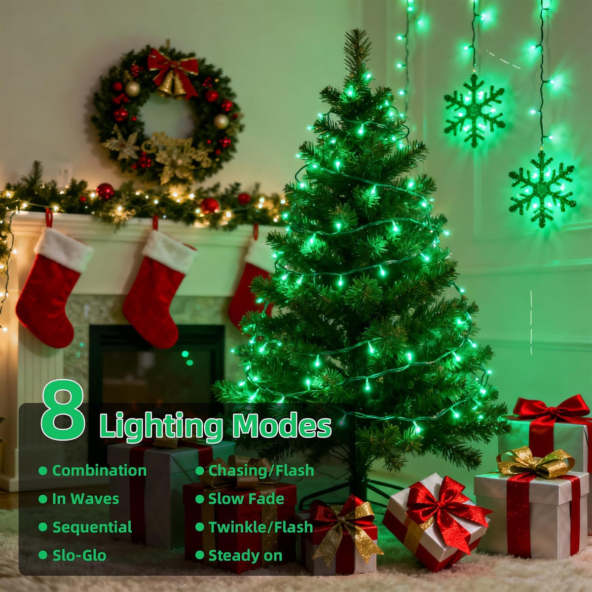 VTECHOLOGY Cadena de luces de 66 pies con 200 LED para árbol de Nav...