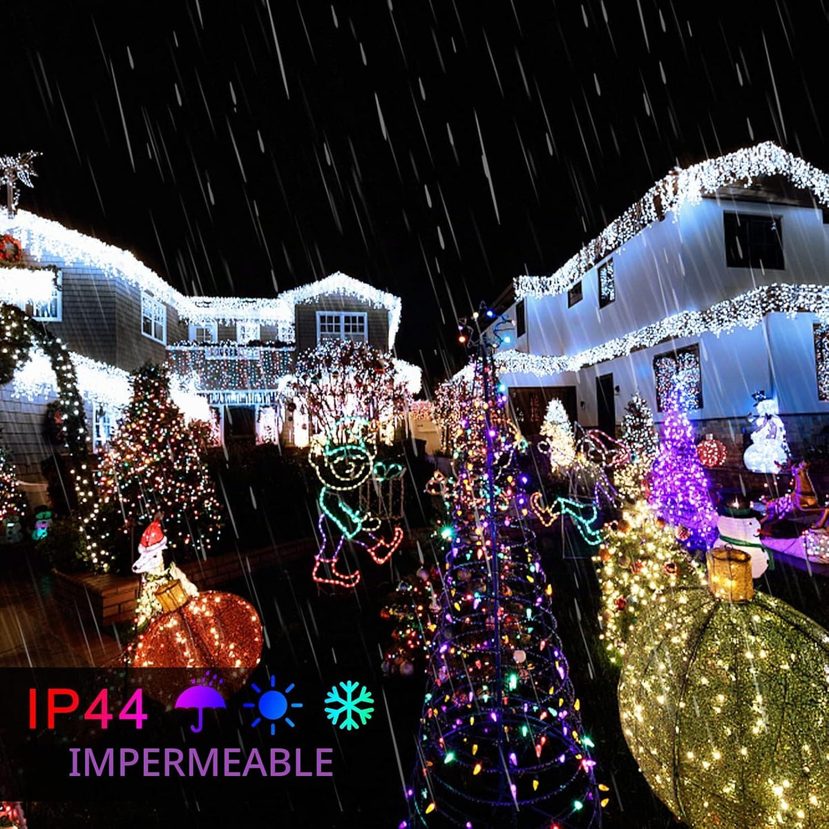JMEXSUSS - Cadena de luces de Navidad de 250 luces LED blancas a mu...