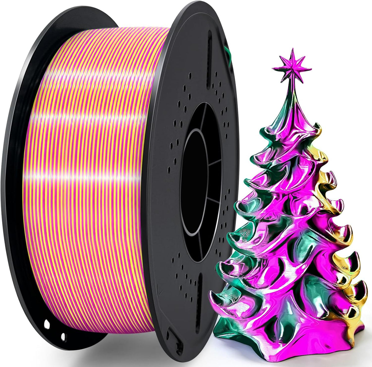 Colourbing Filamento de seda tricolor PLA+ para impresora 3D de 0.0...