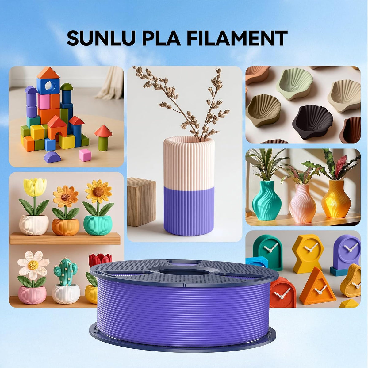 SUNLU Filamento PLA para impresora 3D, verde menta, 2.2 lbs | Filam...