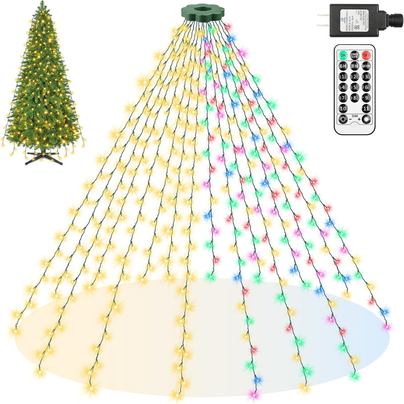Mlambert Luces de árbol de Navidad, 7.5 pies, 16 líneas, tira de lu...