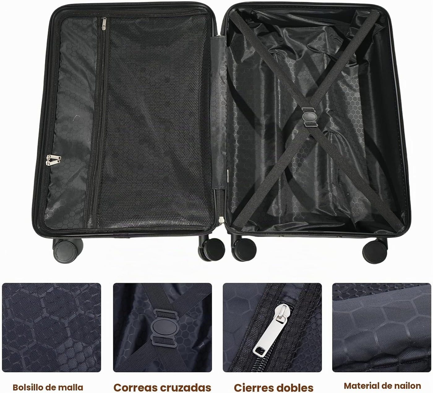 Travelhouse Juego de equipaje, maletas rígidas expandibles de 24 pu...