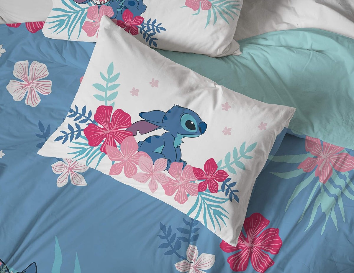 Jay Franco Disney Lilo &amp; Stitch - Juego de edredón Queen de 7 p...