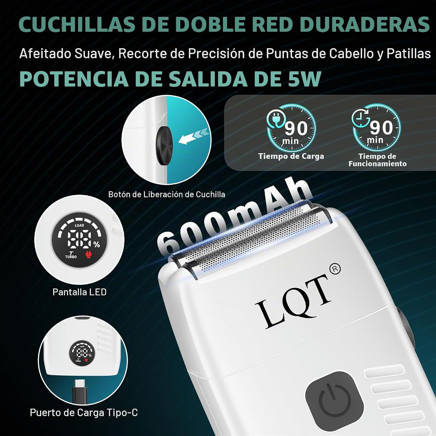 LQT Cortadora de pelo para hombre, recargable, inalámbrica, recorta...