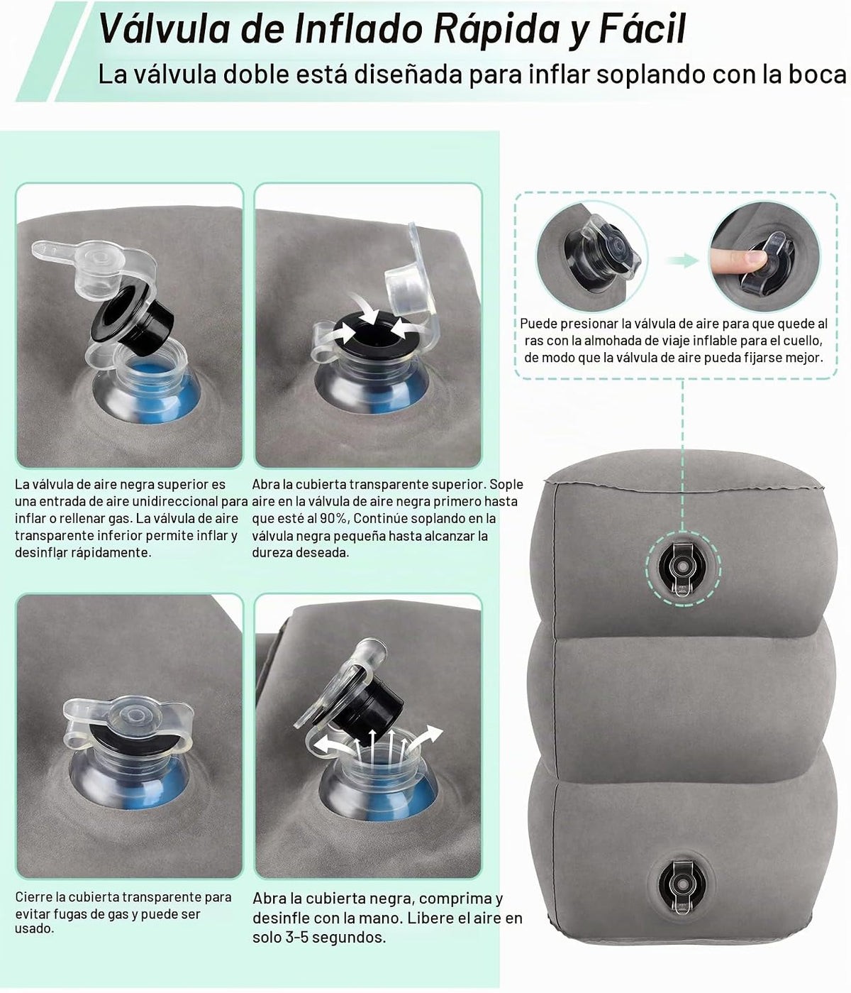 JefDiee Almohada inflable para reposapiés, cama de avión para niños...