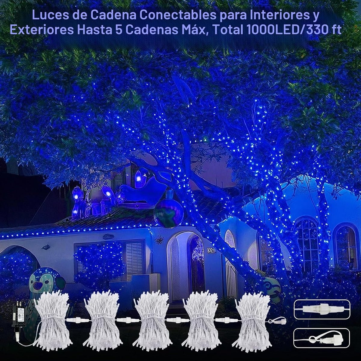Guirnalda de 200 luces LED conectables, luces de Navidad de 66 pies...