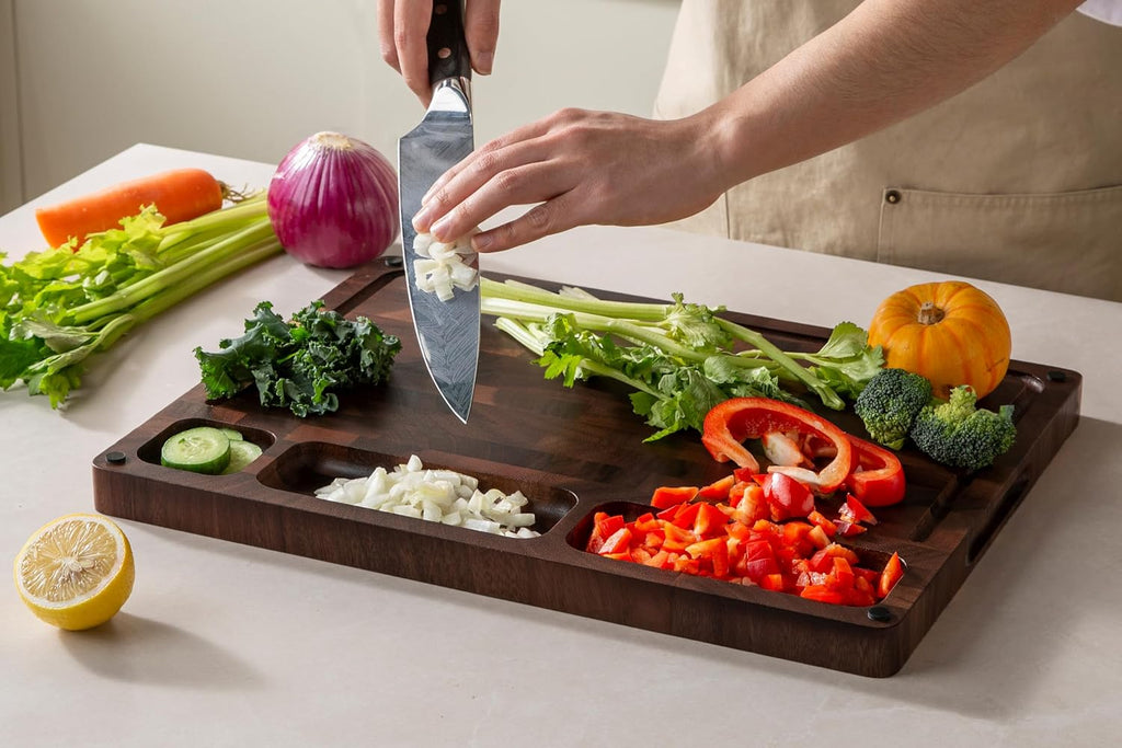 THETCHRY Tabla de cortar de madera de nogal para cocina, tabla de c...
