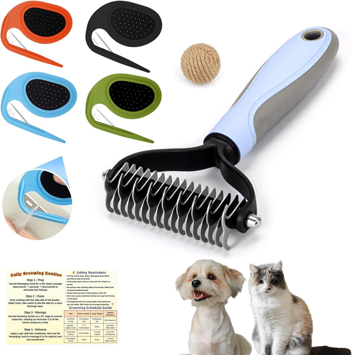 Kit de aseo para gatos y perros, removedor de pelo mate para gatos,...