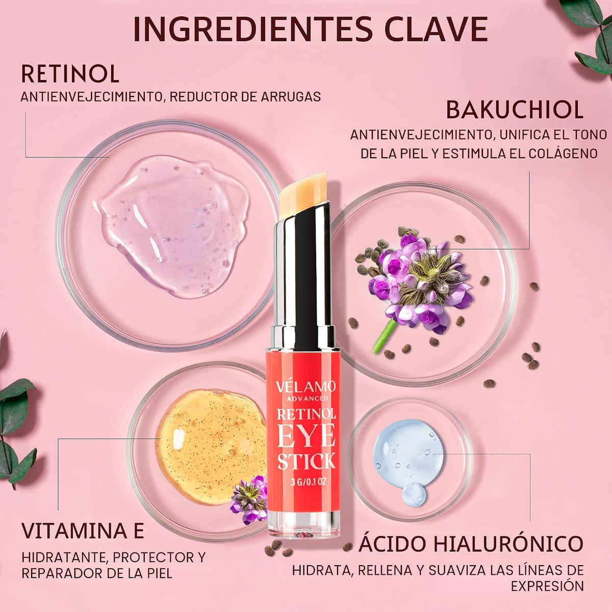 VELAMO ADVANCED Barra de ojos con retinol: bálsamo renovador y reaf...