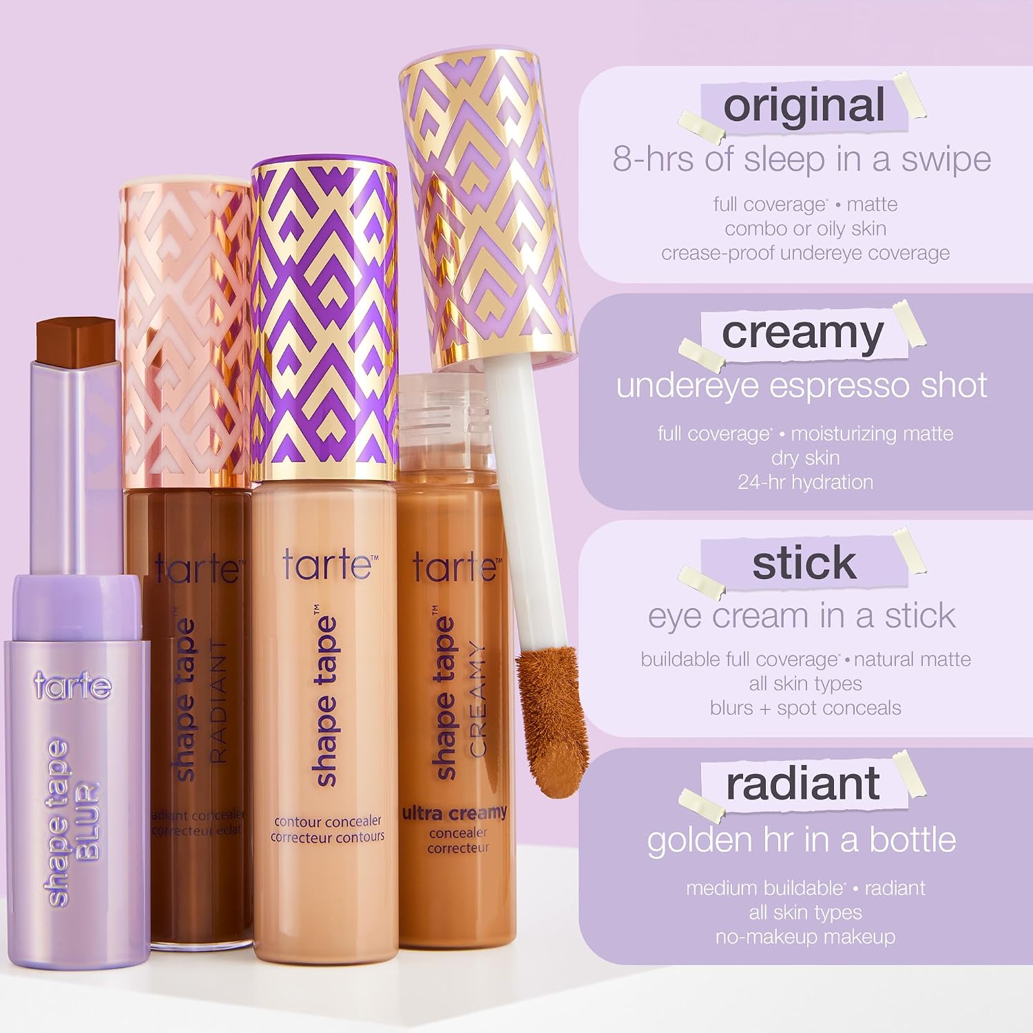 tarte shape tape corrector \u2013 Cobertura completa, acabado mate...