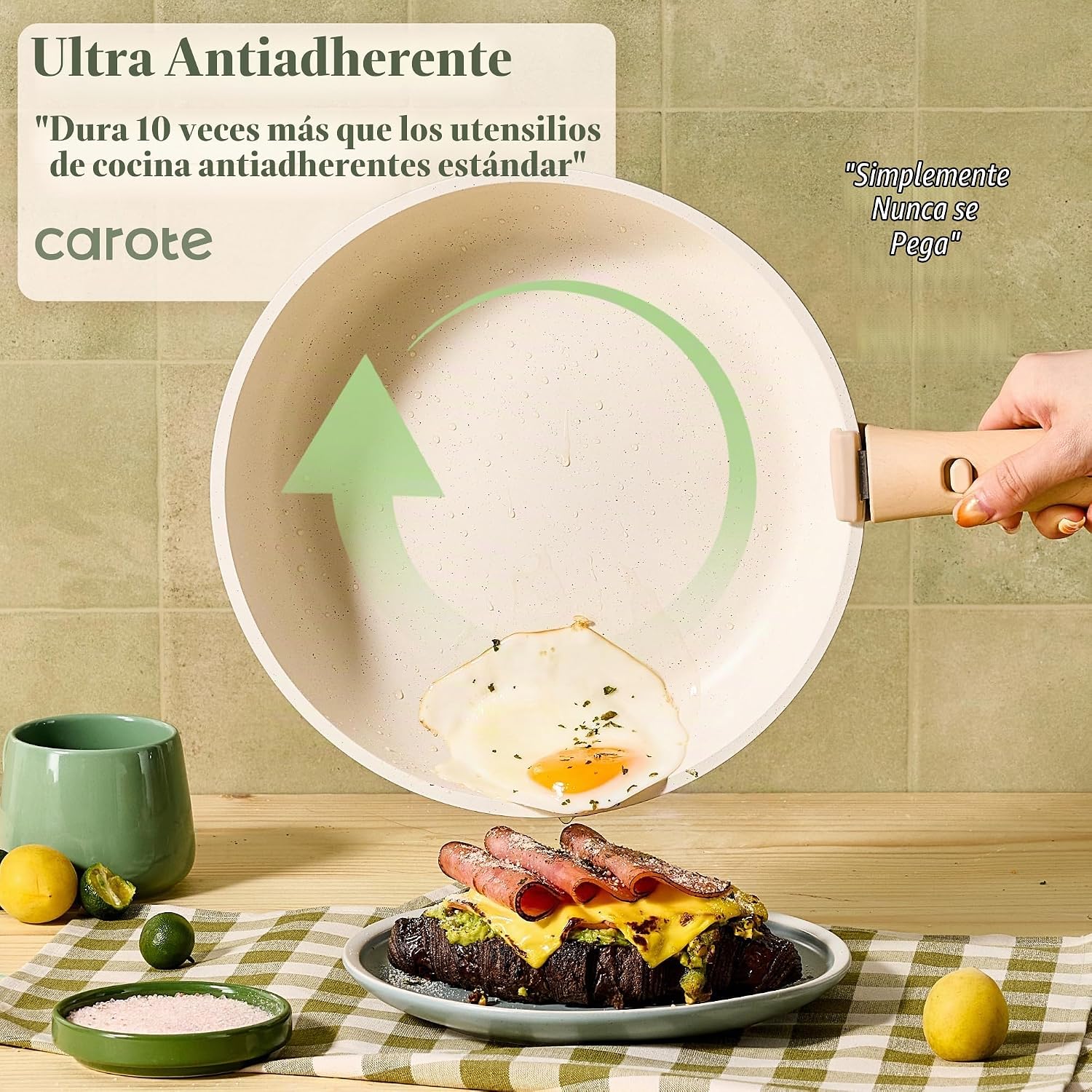 CAROTE - Juego de ollas y sartenes antiadherentes, mango desmontabl...