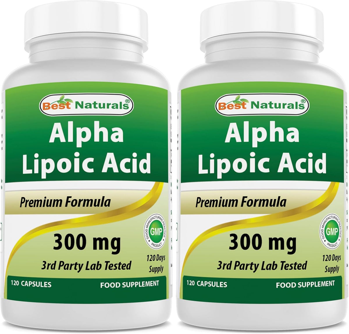 Best Naturals Ácido alfa lipoico 300 mg 120 cápsulas (paquete de 2)