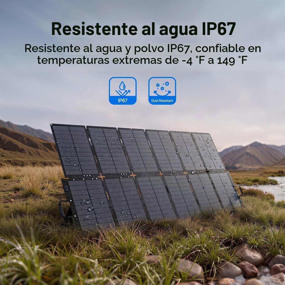 Panel solar portátil BLUETTI de 500 W, 25 % de alta eficiencia, res...