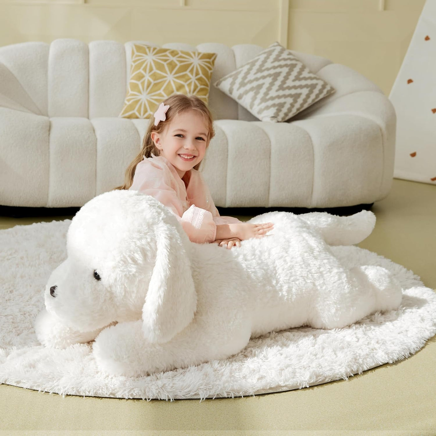 IKASA Peluche de perro labrador blanco gigante de 30 pulgadas, suav...