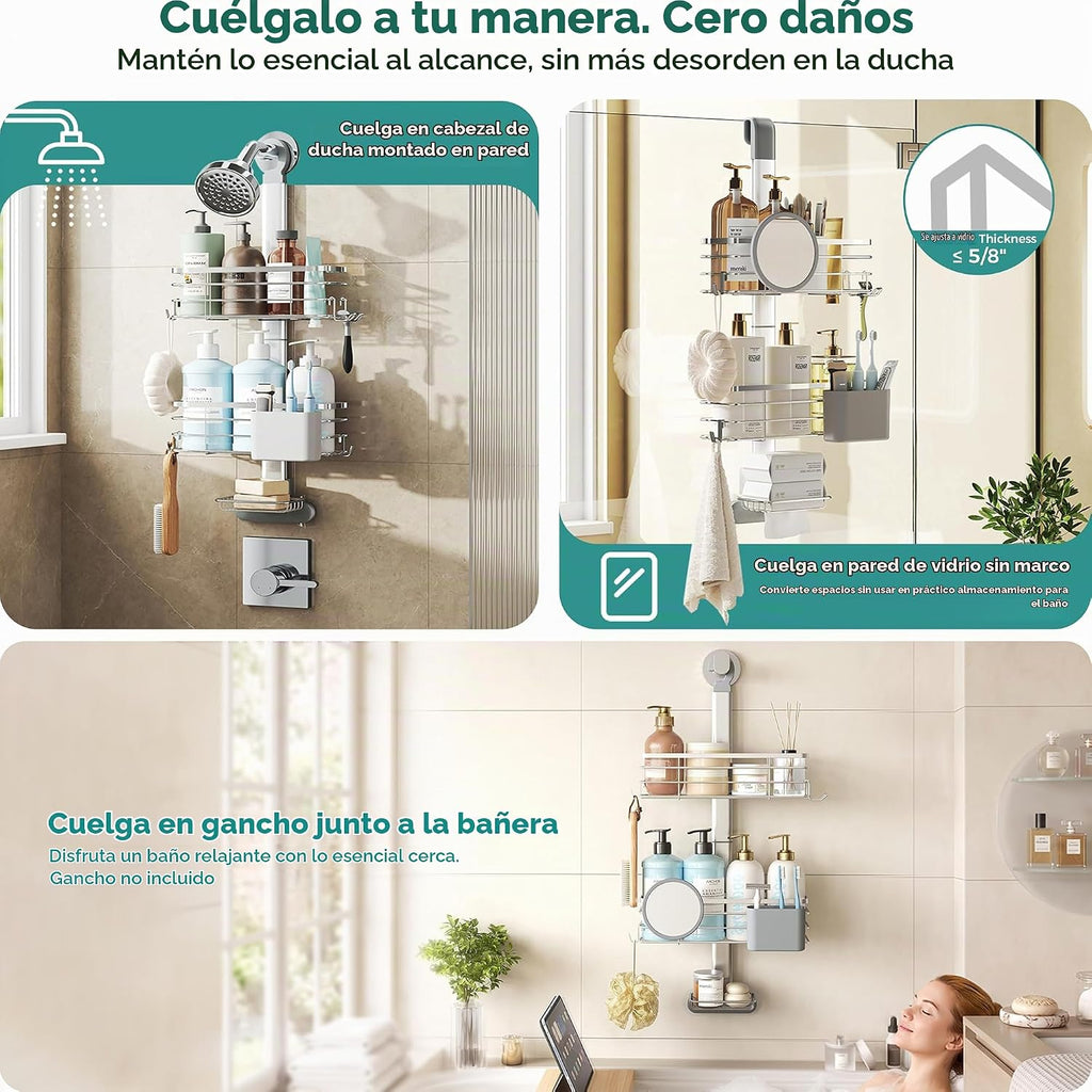 Carrito de ducha ajustable que cuelga sobre el cabezal de ducha, es...