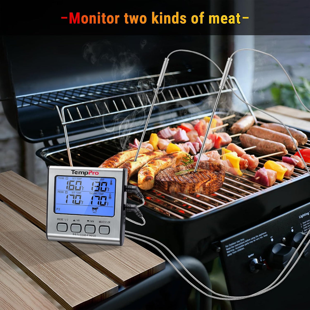 TempPro TempTrack Termómetro digital para cocinar carne con sonda d...
