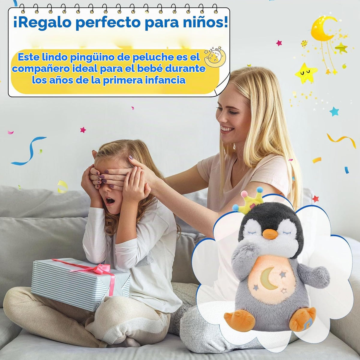 MIAODAM Animal de Peluche Pingüino con Respiración de Felpa para la...