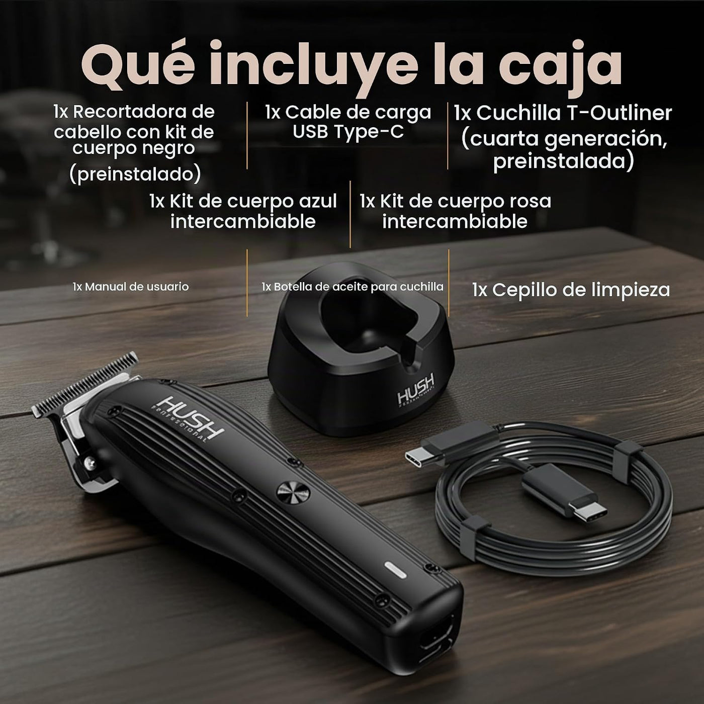 HUSH PROFESSIONAL Cortadora de pelo para hombres \u2013 Kit de cort...