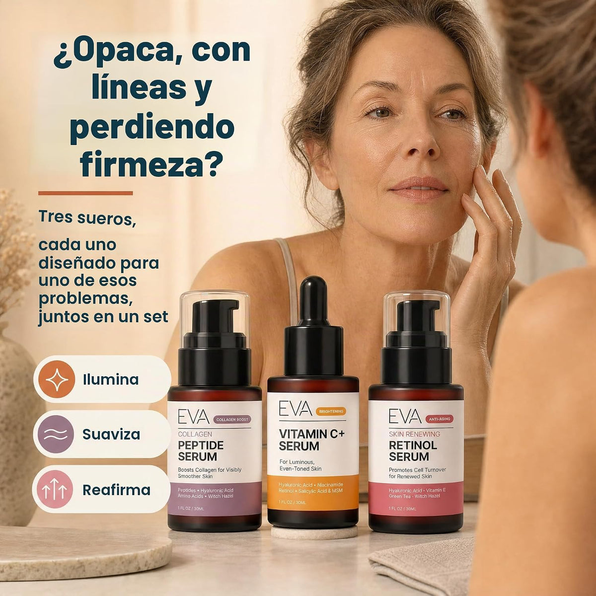 Eva Naturals Trifecta Set de Suero Facial \u2013 Retinol, Vitamina...