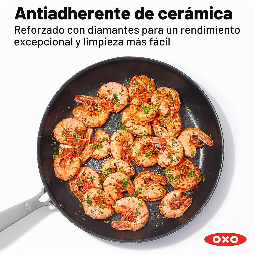 OXO Juego de ollas y sartenes mejoradas de 10 piezas, cerámica anti...