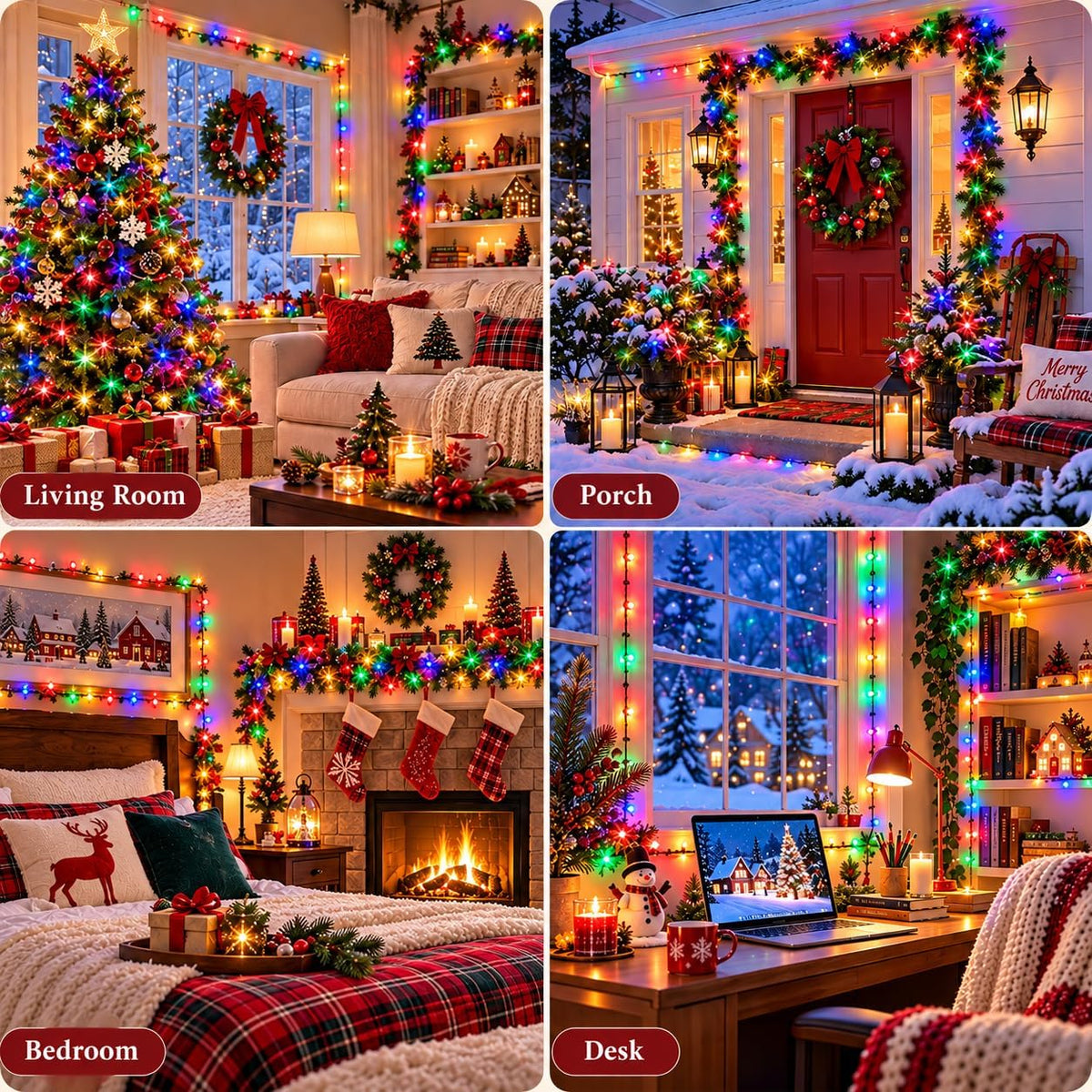 BHCLIGHT Guirnalda de luces de Navidad de 240 LED para interiores y...
