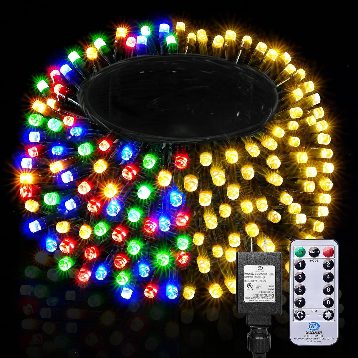 BlcTec - Luces de Navidad, 300 LED, 33 m, certificadas por UL, luce...