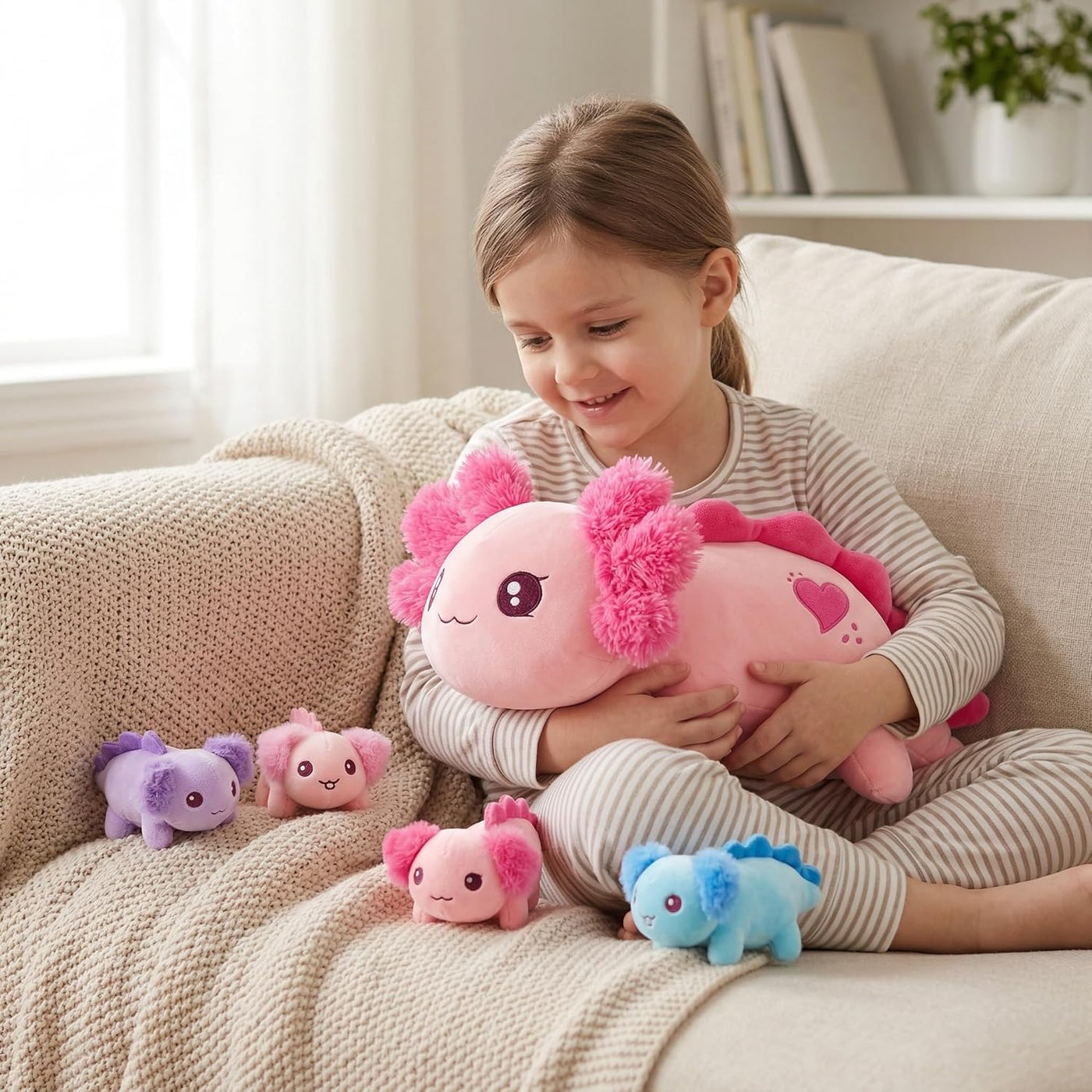 Onsoyours Animales de peluche originales de ajolote con bebés en el...