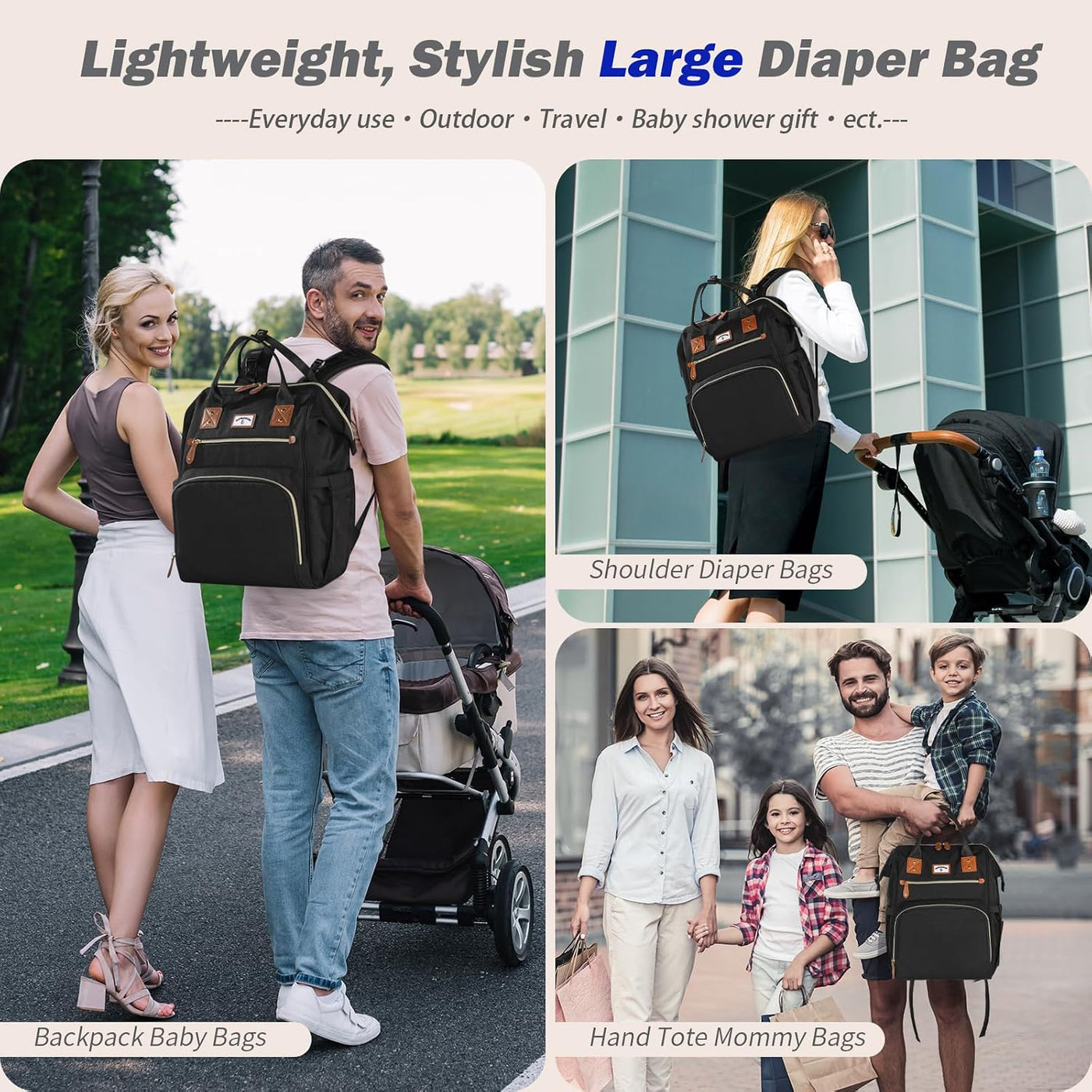 SUPROMOMI Mochila para pañales: bolsa de bebé grande para niños y n...