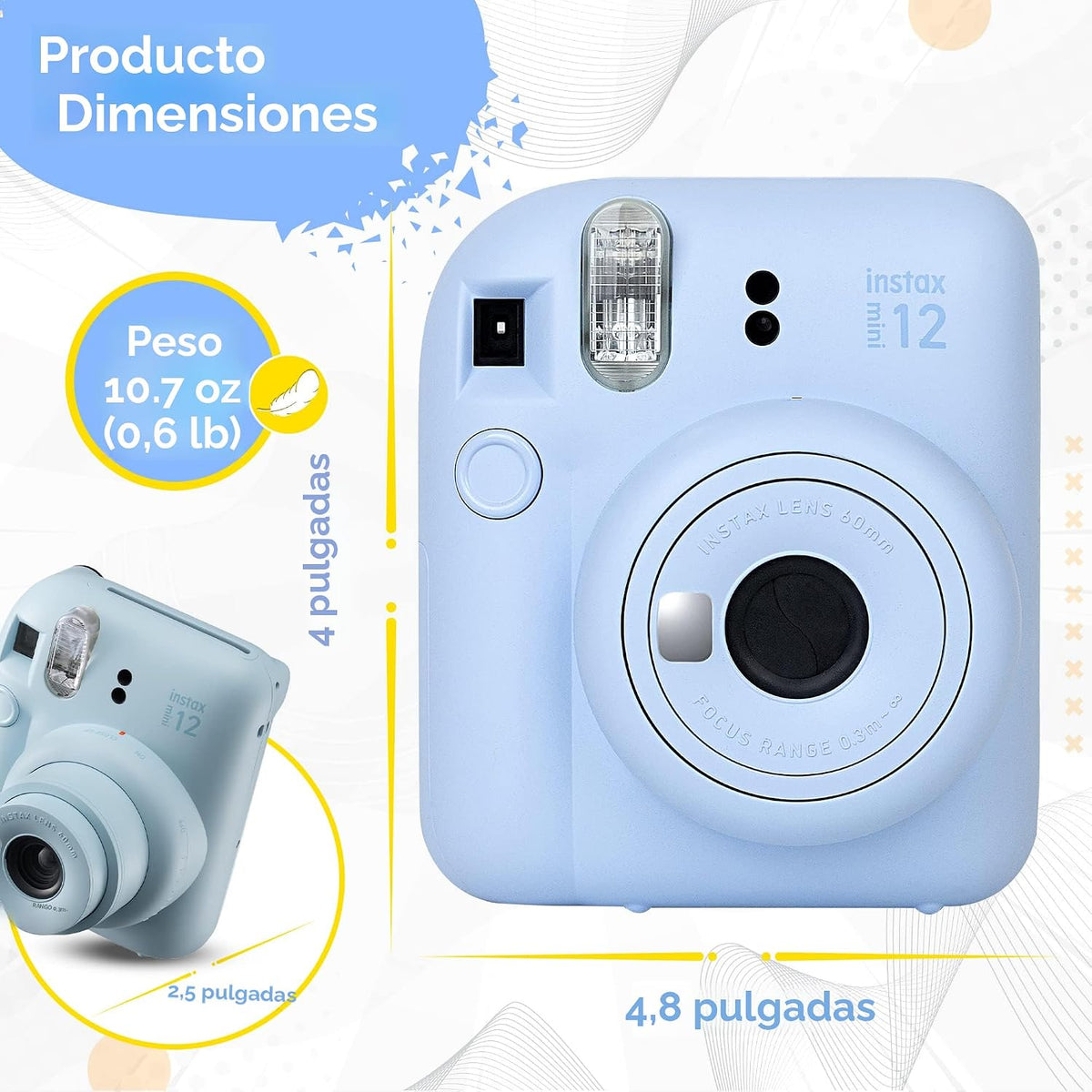 Fujifilm Instax Mini 12 Instant Camera Blossom Pink y 60 hojas de p...