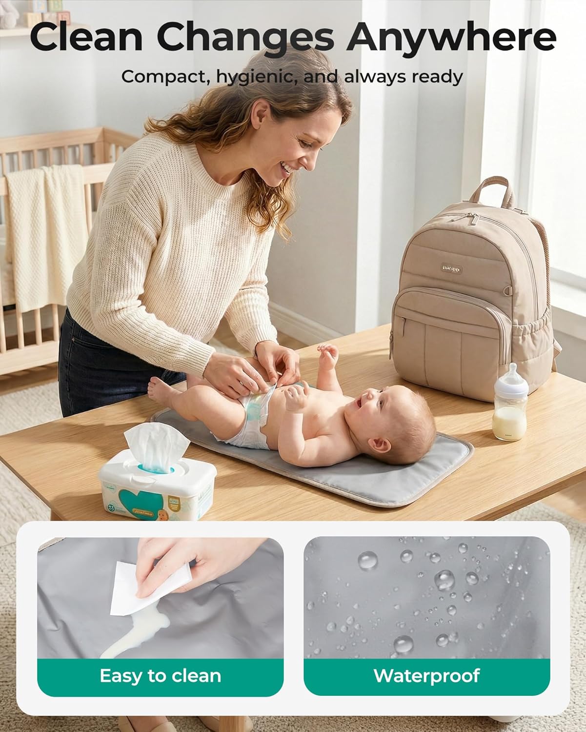 BAGSMART Mochila para pañales, bolsa de pañales hinchada con múltip...
