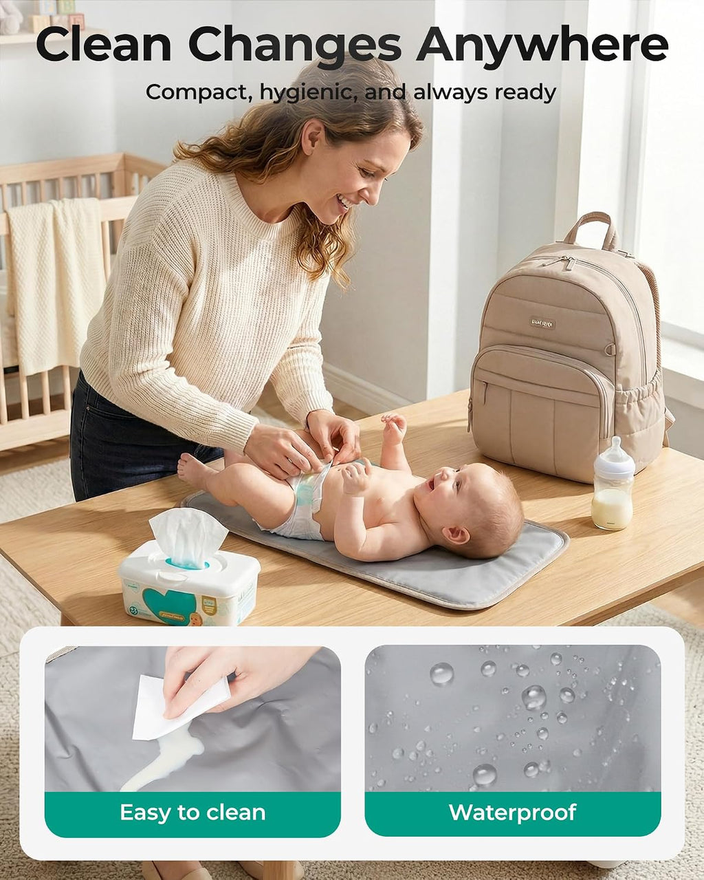 BAGSMART Mochila para pañales, bolsa de pañales hinchada con múltip...