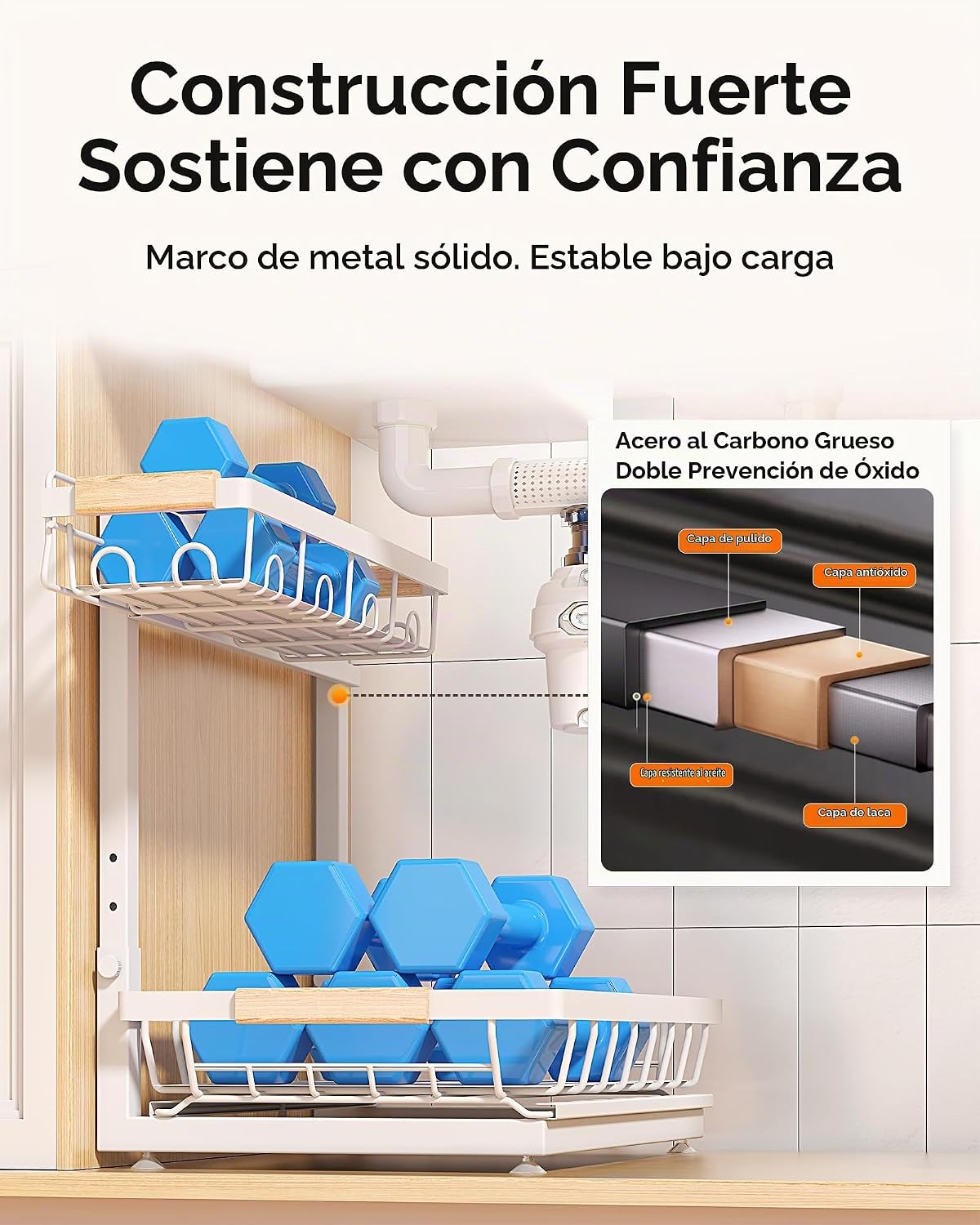 Sevenblue Paquete de 2 organizadores y almacenamiento debajo del fr...