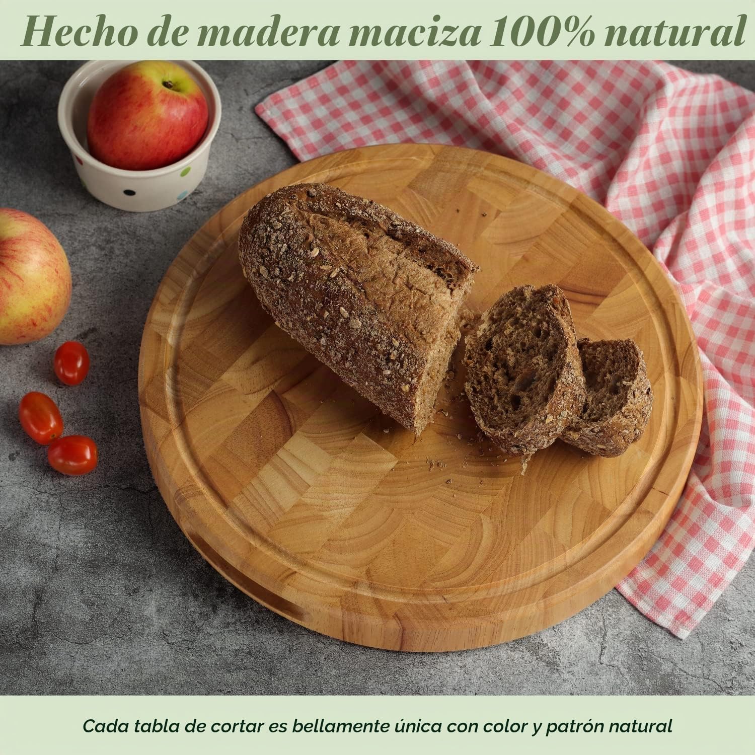 Tabla de cortar de grano final, extra grande y gruesa, compartiment...