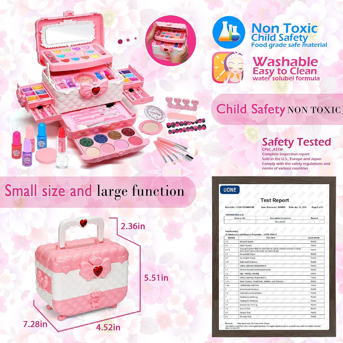 Set de maquillaje para niñas - Juguetes de princesa lavables, regal...