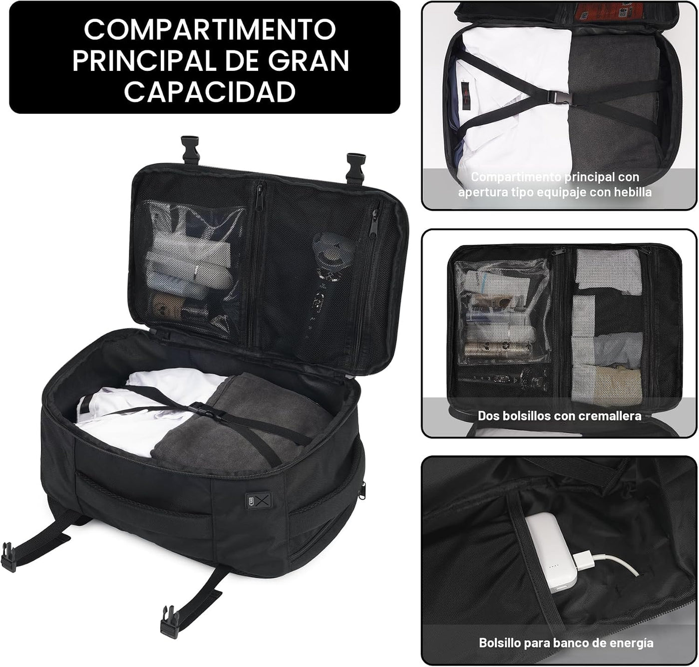 ECOHUB Mochila de Viaje Mochila de Artículo Personal con 13 Bolsill...