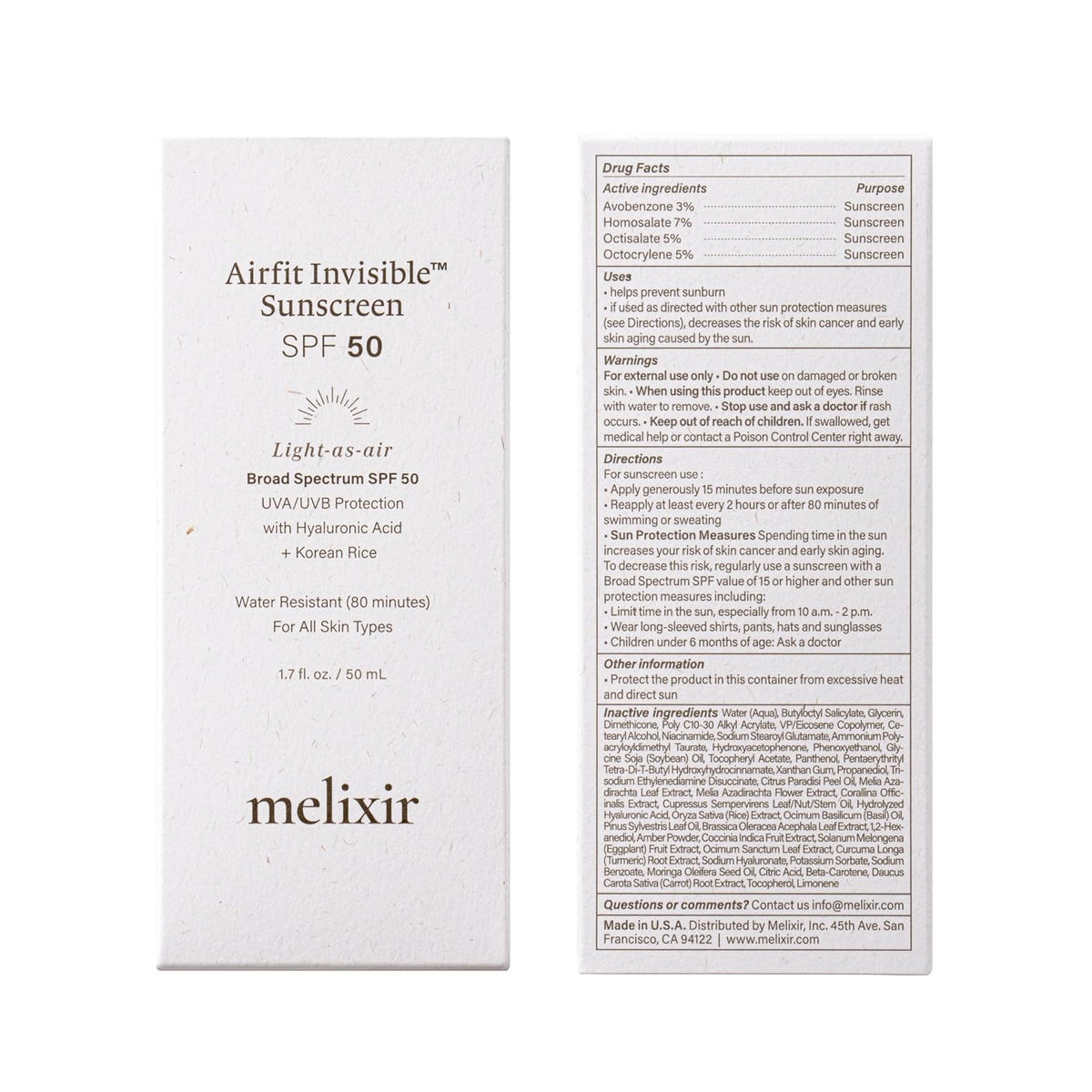 Melixir Airfit Invisible™ Protector solar SPF 50, Protector solar d...