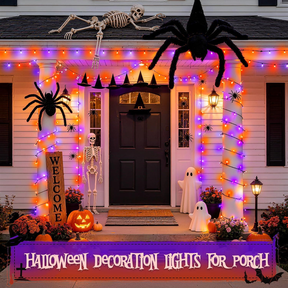 JMEXSUSS - Cadena de luces de Halloween de 250 luces LED naranja y...
