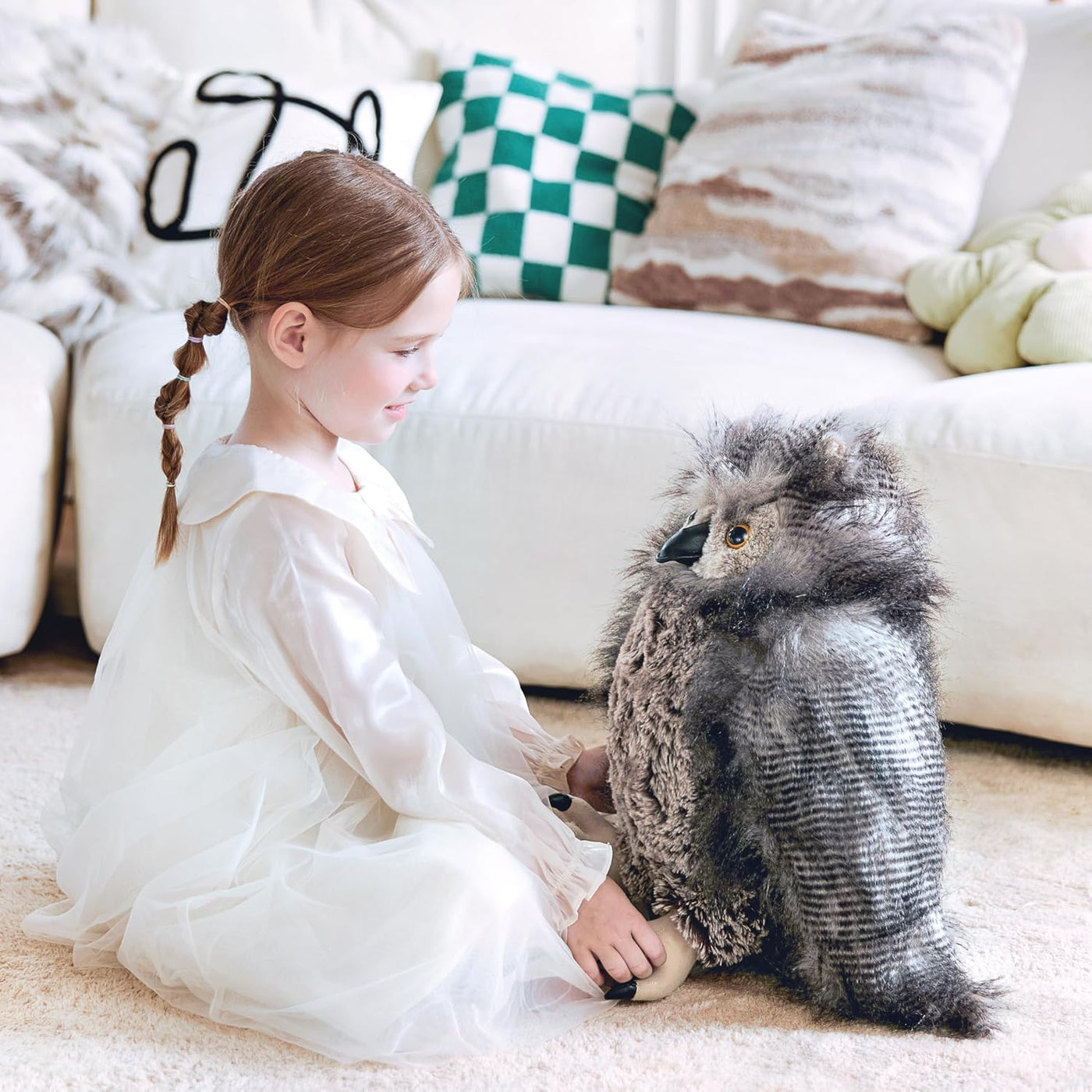 IKASA Juguete de peluche realista de búho gigante, 17 pulgadas, gra...